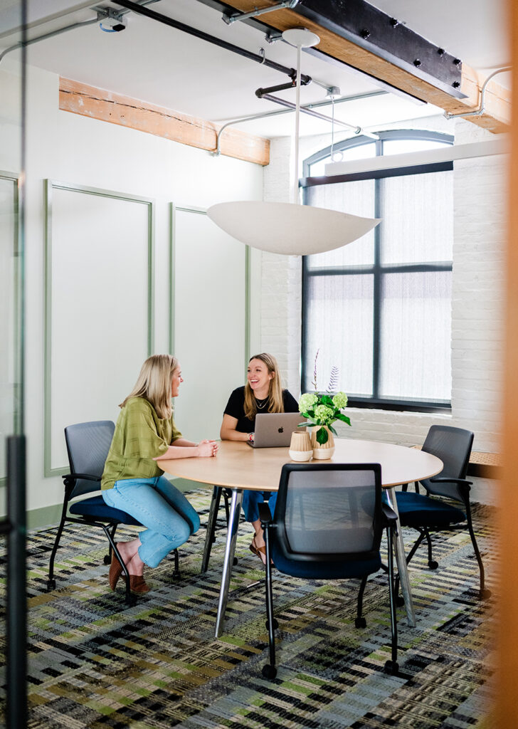 Congdon Yards 3rd Floor Finishing Room one on one discussion