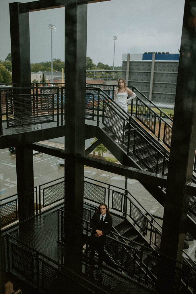 Congdon Yards Outside couple on different levels of staircase