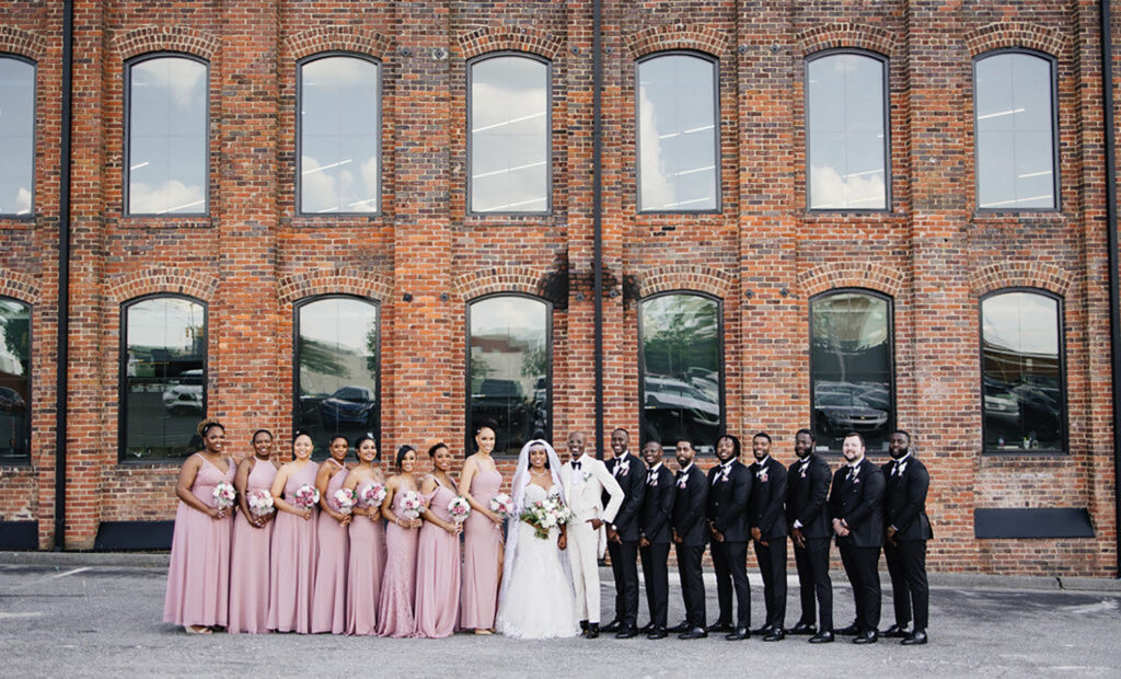 Congdon Yards Outside group wedding photo