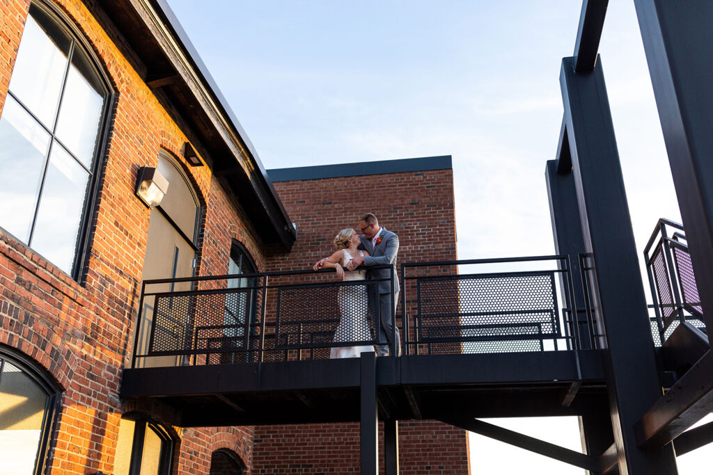 Congdon Yards Outside wedding couple on second floor