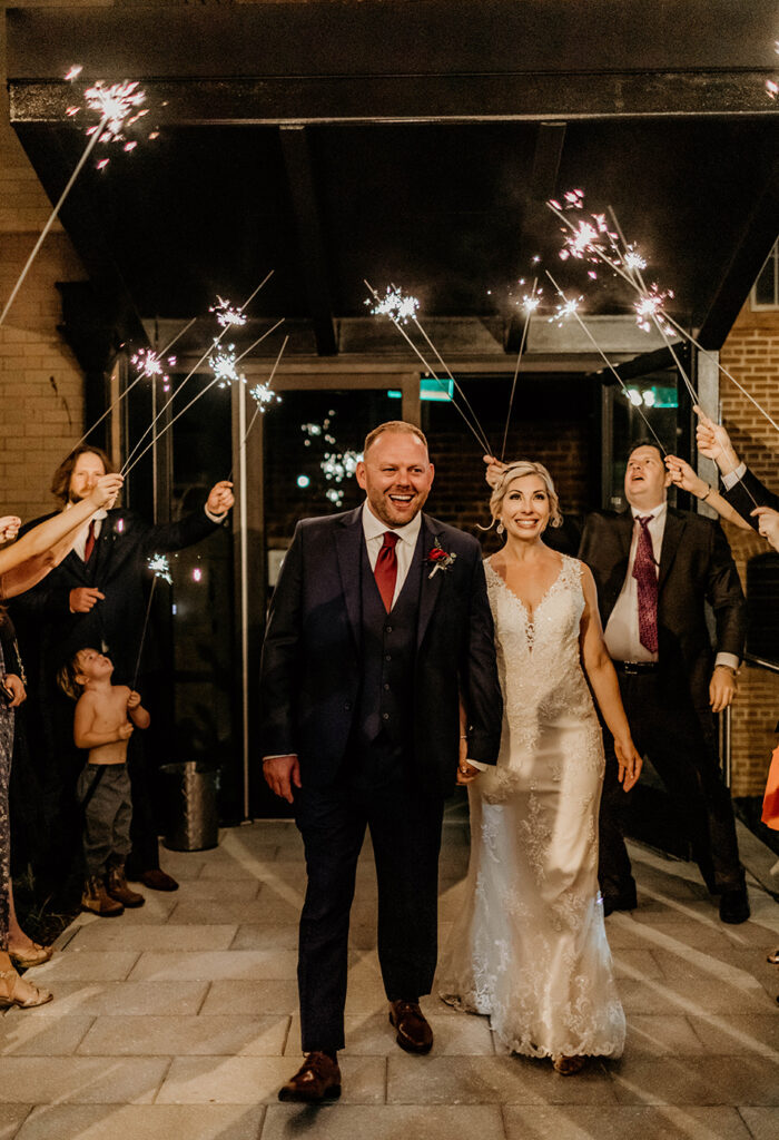 Congdon Yards Outside wedding exit sparklers