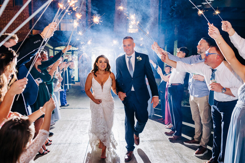 Congdon Yards Outside wedding sparklers at night