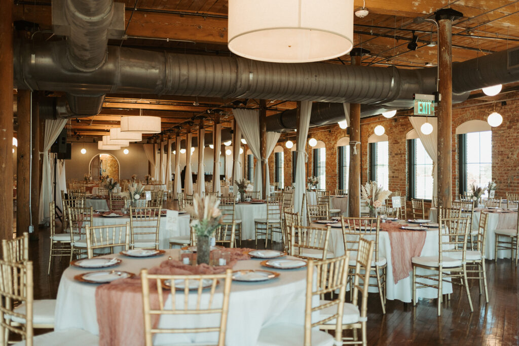 Congdon Yards Pine Room at the Loft boho wedding reception