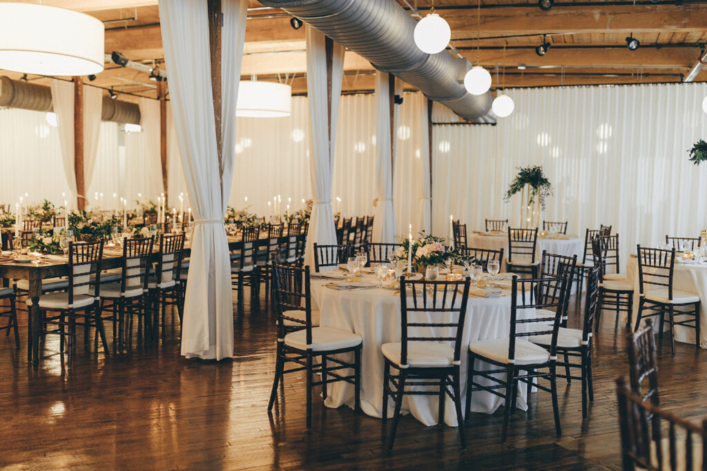 Congdon Yards Pine Room at the Loft classy wedding reception