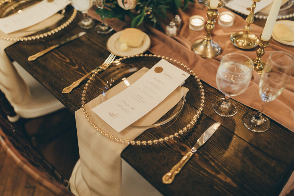 Congdon Yards Pine Room at the Loft closeup on menu and table setting