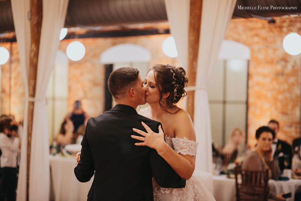 Congdon Yards Pine Room at the Loft first dance kiss