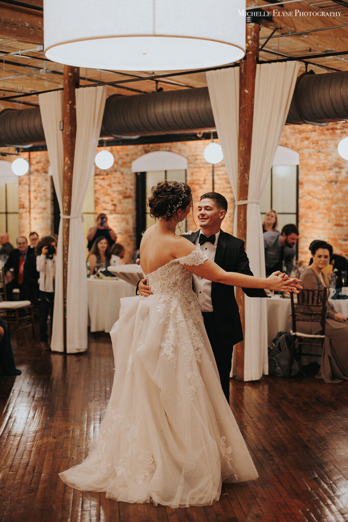 Congdon Yards Pine Room at the Loft first dance smiles