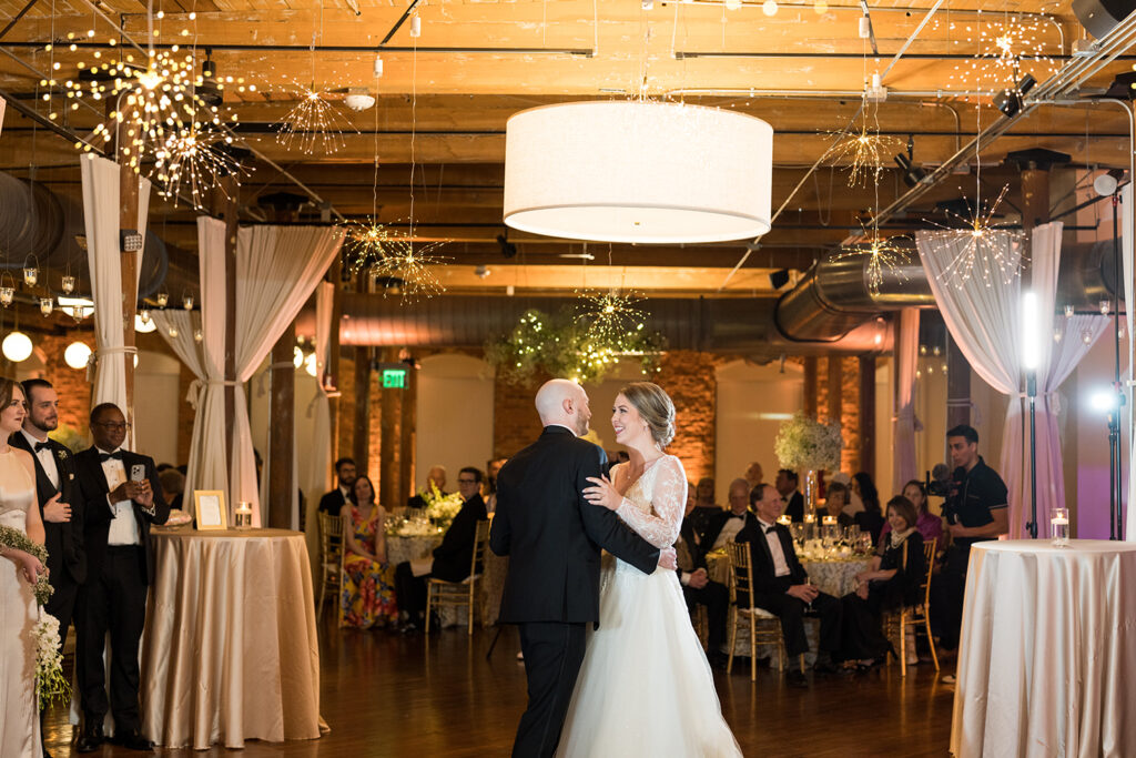 Congdon Yards Pine Room at the Loft first dance smiling