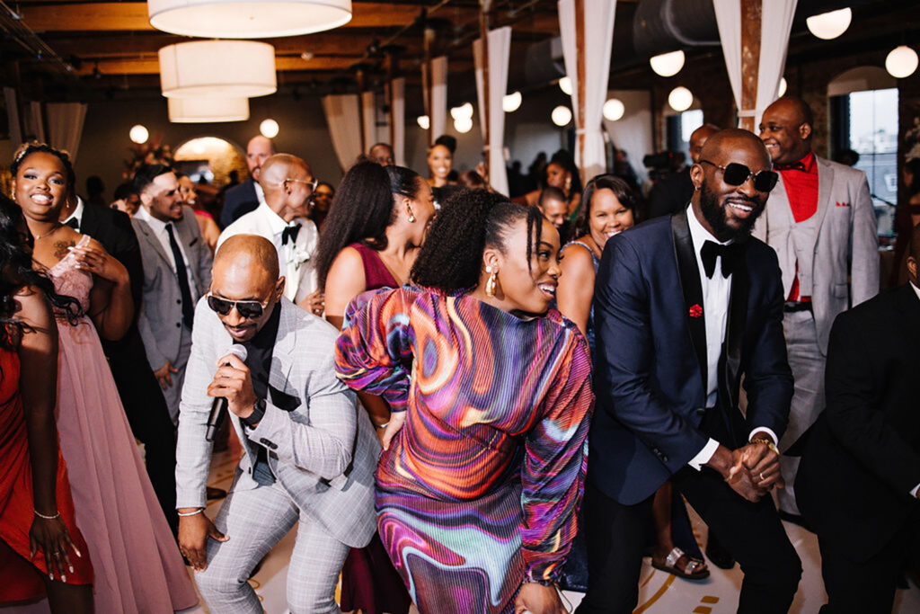 Congdon Yards Pine Room at the Loft group dancing at reception