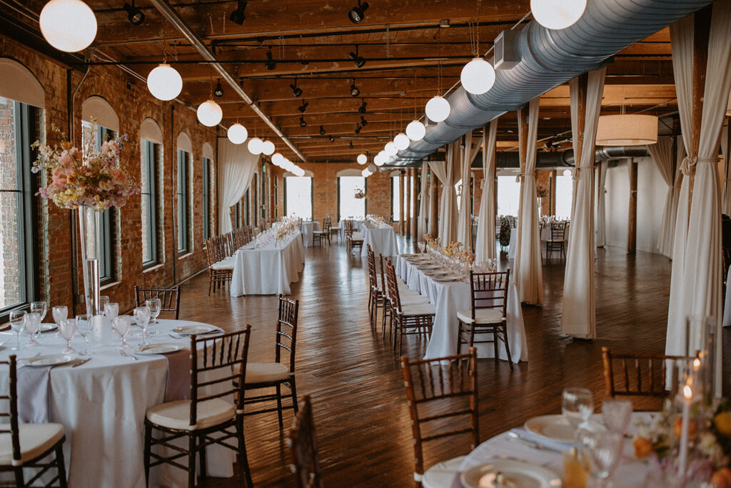 Congdon Yards Pine Room at the Loft long banquet tables