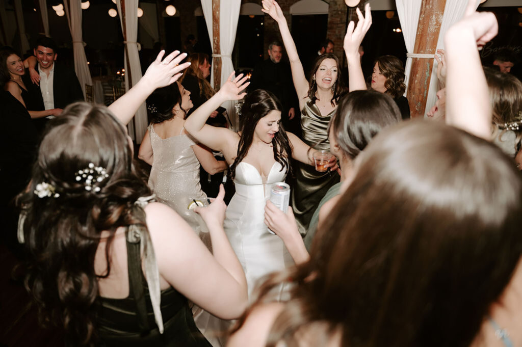 Congdon Yards Pine Room at the Loft reception dancing with flash photography