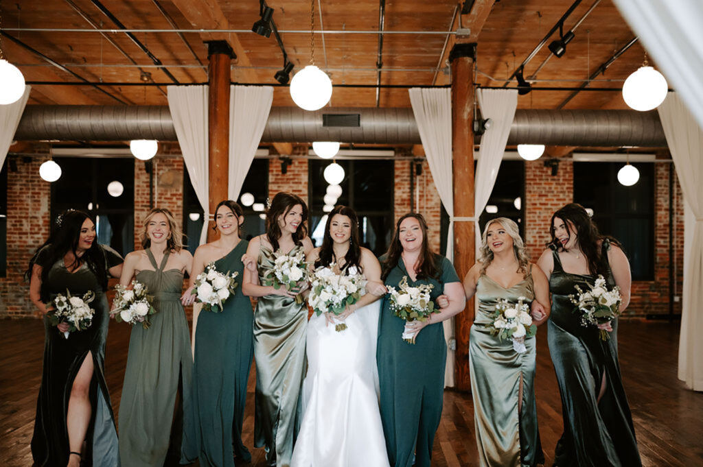 Congdon Yards The Loft Linen Room bridesmaids and bride