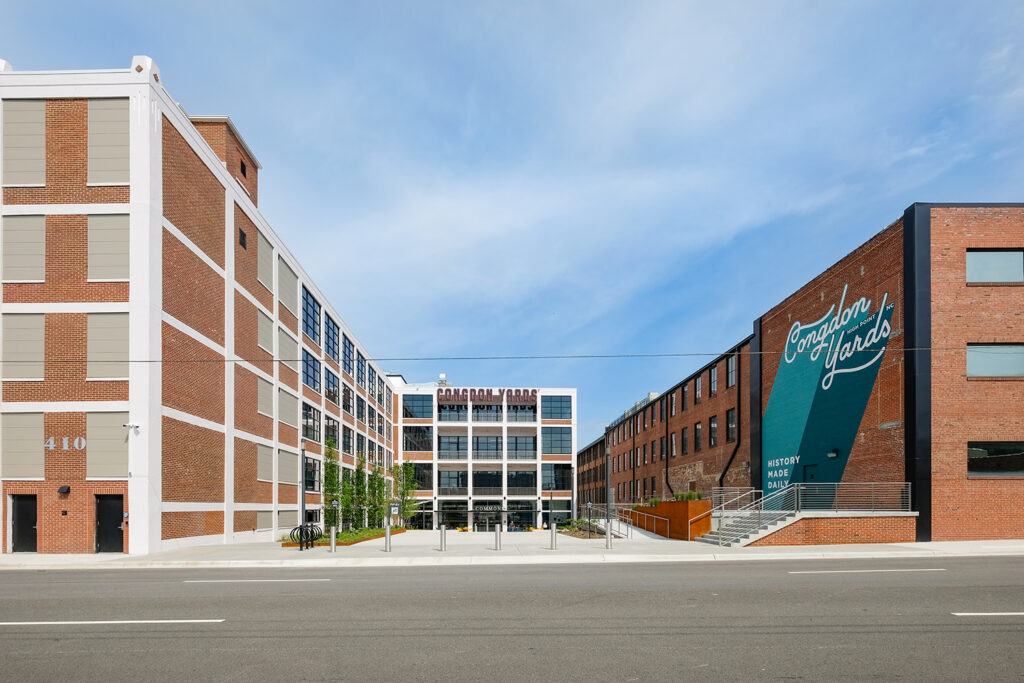 congdon yards courtyard from across the street