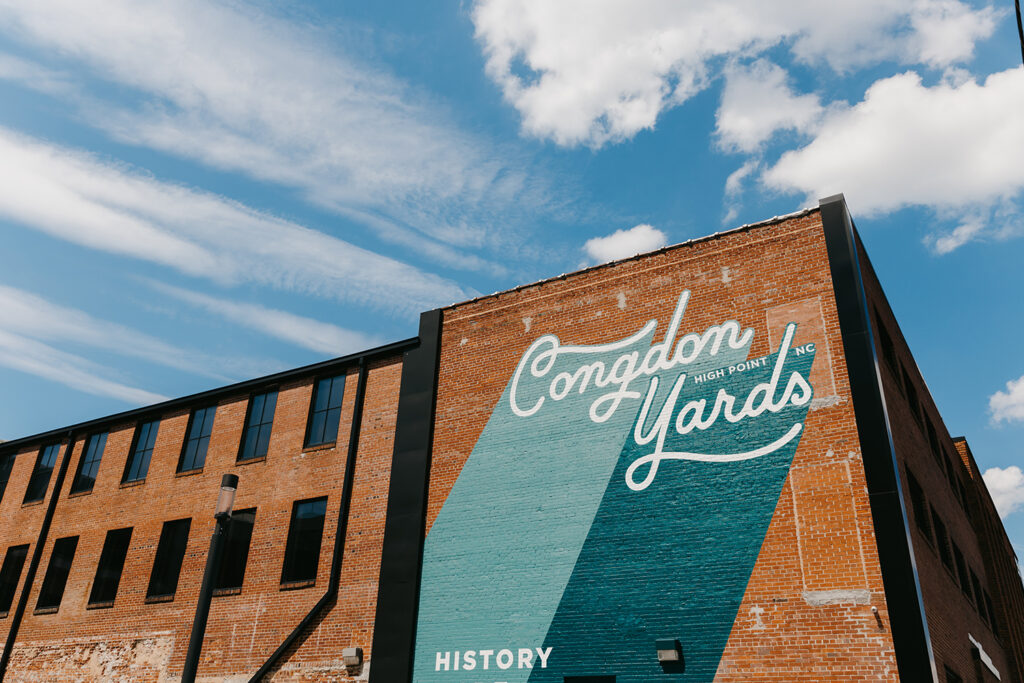 congdon yards courtyard mural from below