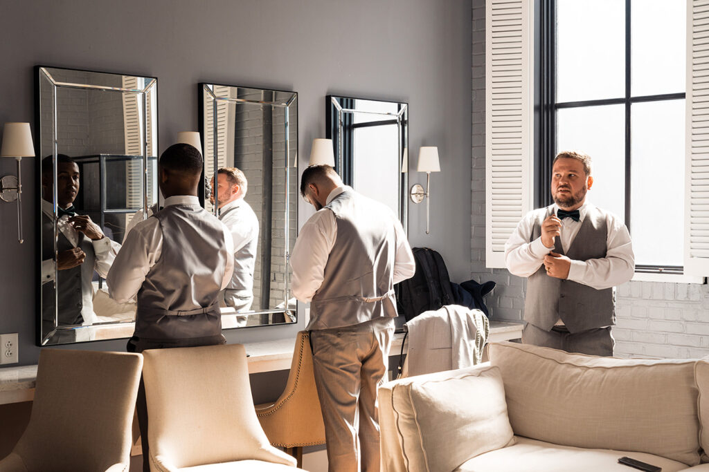 congdon yards luxe suite groomsmen getting ready