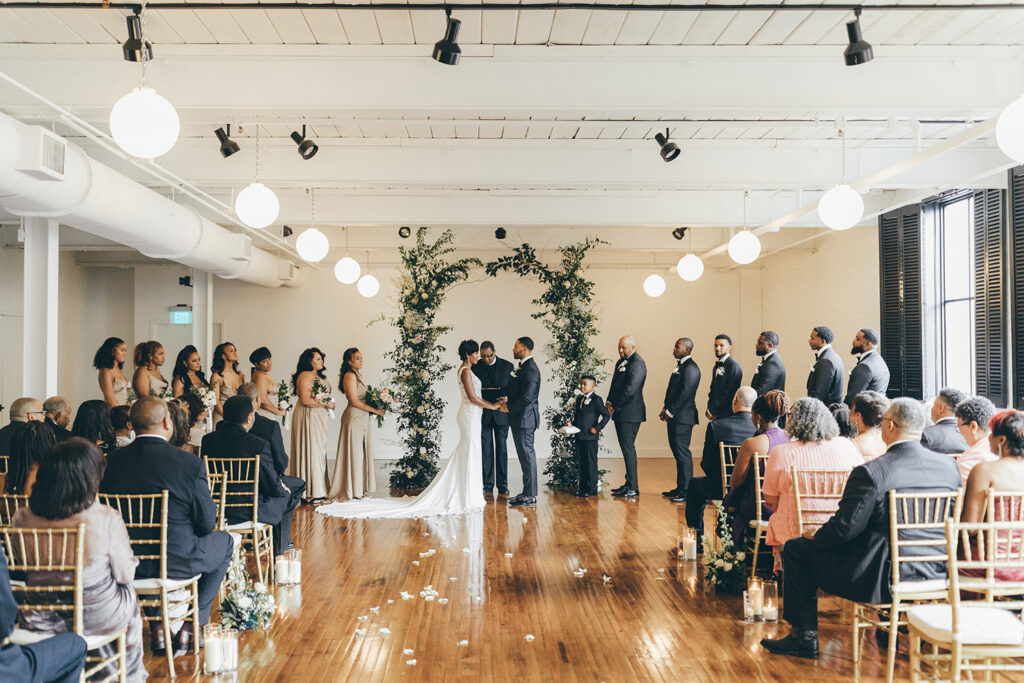 congdon yards silk room at the loft wedding ceremony vows