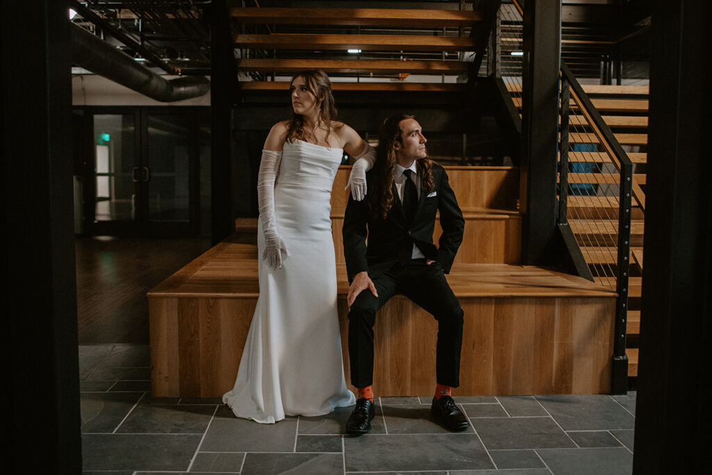 congdon yards the factory bride and groom moody pose